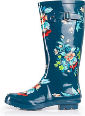 Black Floral Waterproof Rain Boots Water Shoes