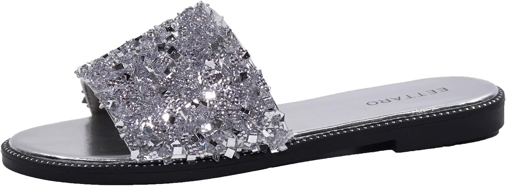 Black/Silver Rhinestone Sparkle Fashion Sandals