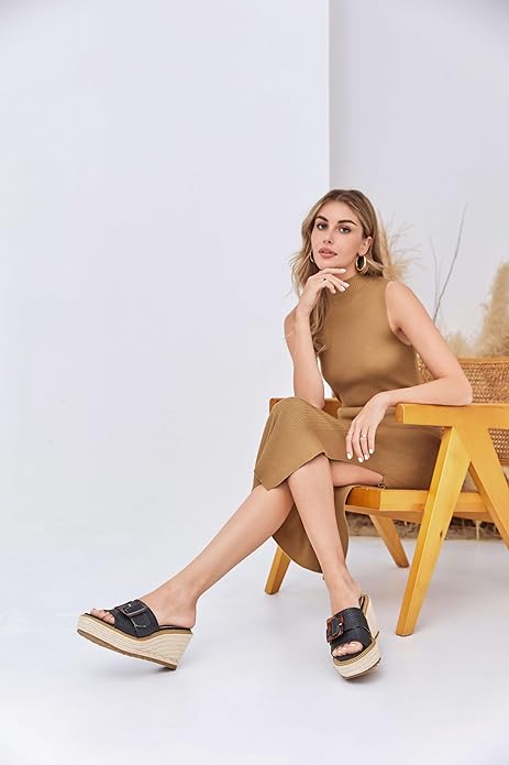 Chelsey Wedge Buckle Platform White Summer Sandals