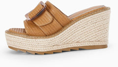 Chelsey Wedge Buckle Platform White Summer Sandals