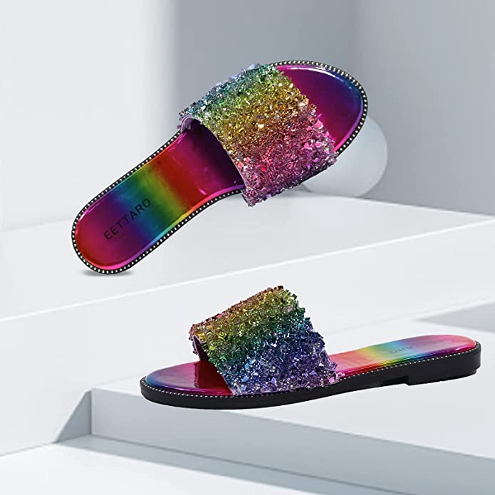 Black/Silver Rhinestone Sparkle Fashion Sandals