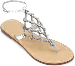 Silver Diamond Sequin Rhinestone Sparkle Fashion Sandals