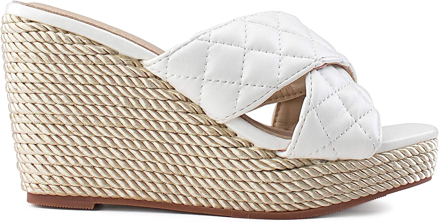 Braided Black Open Toe Wedge Sandals