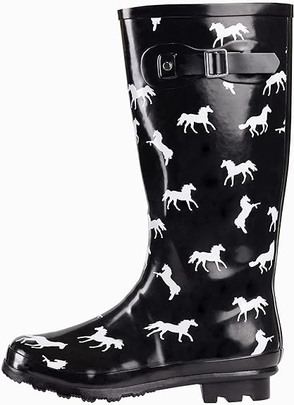 Black & White Plaid Waterproof Rain Boots Water Shoes