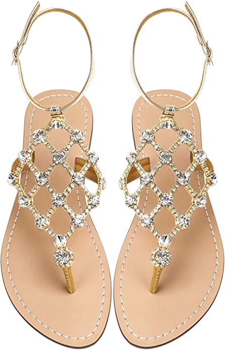 Gold Diamond Sequin Rhinestone Sparkle Fashion Sandals