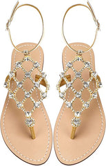 Gold Diamond Sequin Rhinestone Sparkle Fashion Sandals