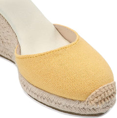 Espadrilles Platform Wedges Yellow Closed Toe Classic Summer Sandals