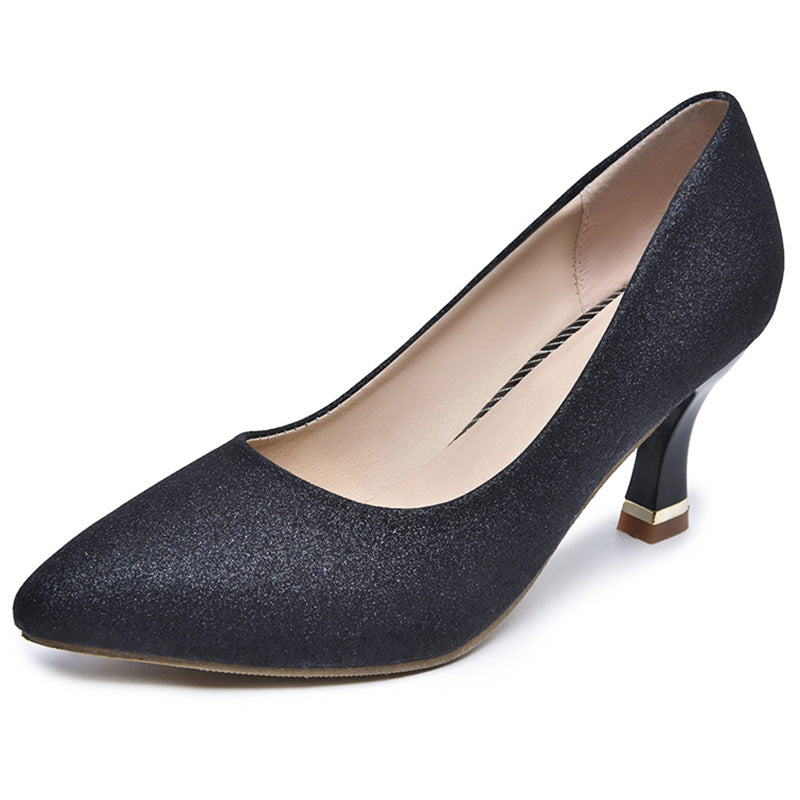 Bling Sequins Wedding Party Shoes Women Sexy Pointed Toe Thin Heels Pumps Woman Slip-On Shining High Heels Shoes Female