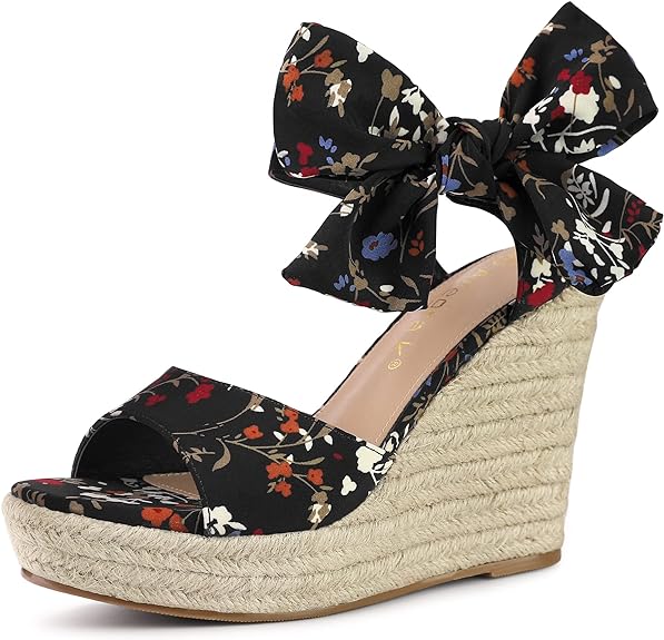 Platform Floral Daisy Blue Wedge Sandals