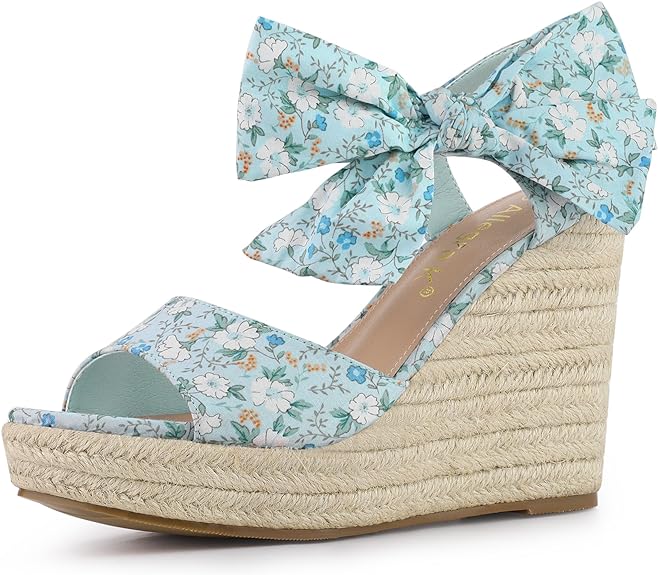 Platform Floral Sky Blue Wedge Sandals