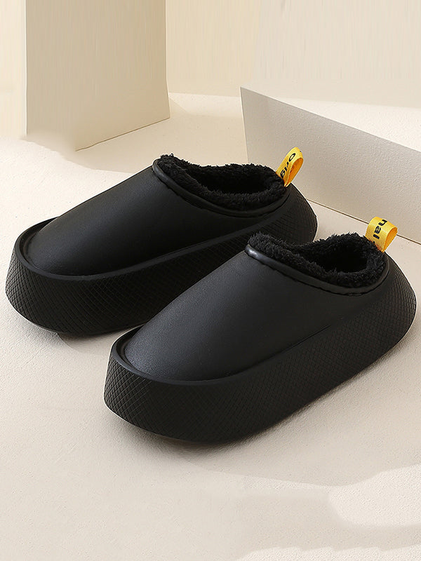 Home Non-Slip Keep Warm Velvet Waterproof Solid Color Slippers