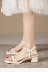 Low-heeled casual outer wear simple and versatile thick-heeled sandals