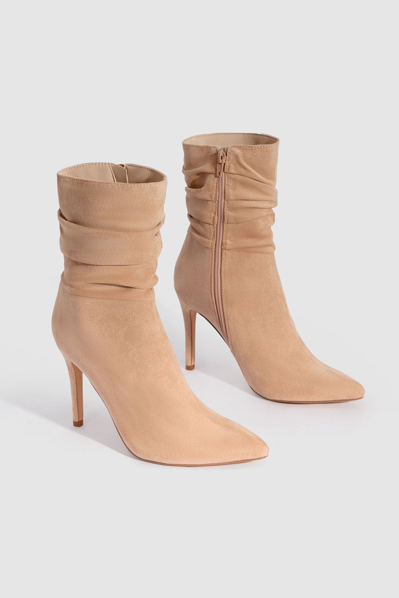New Fashion Spring Outfit Suede Pointed Toe Stiletto Mid-Calf Boots
