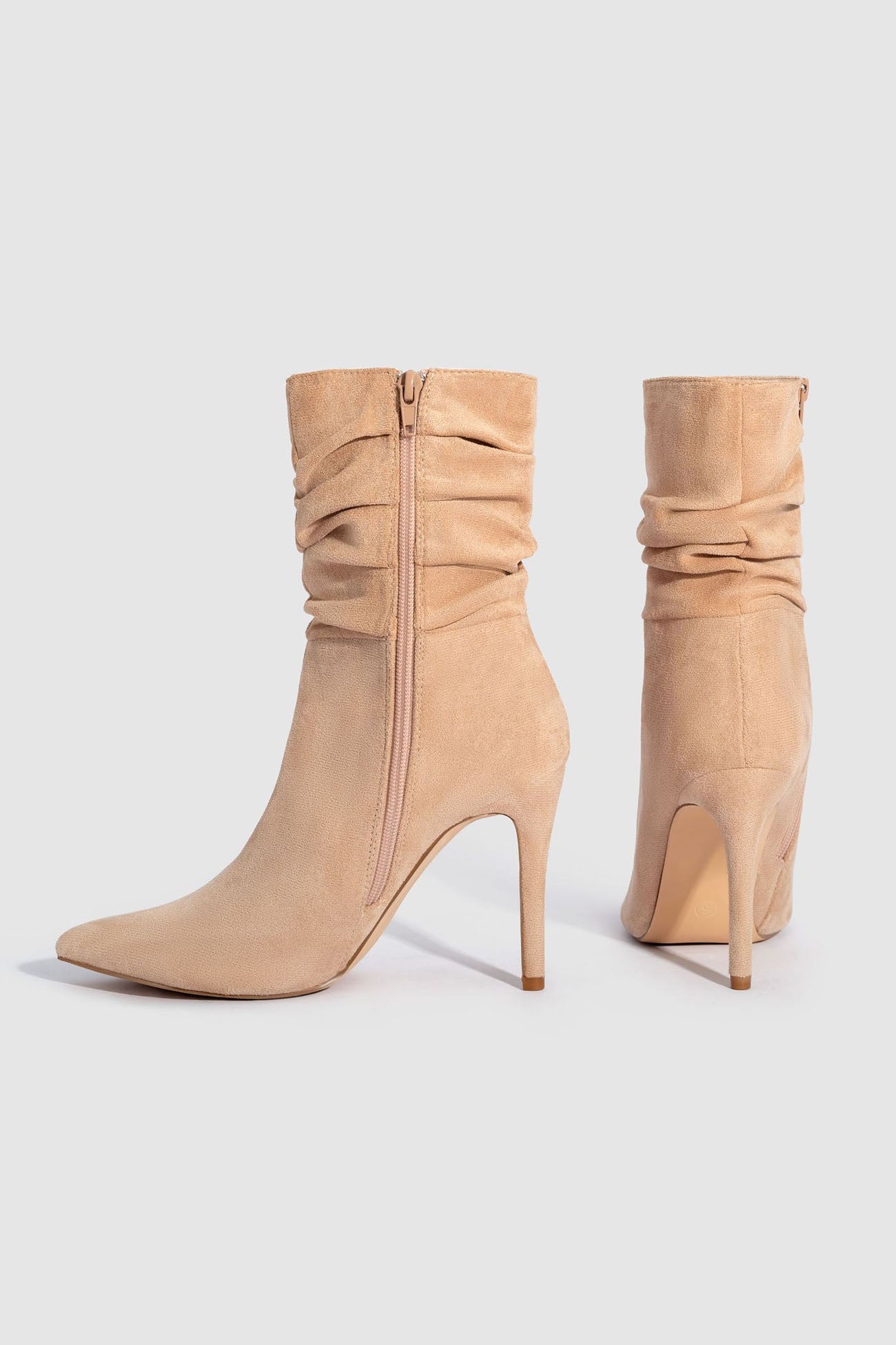 New Fashion Spring Outfit Suede Pointed Toe Stiletto Mid-Calf Boots