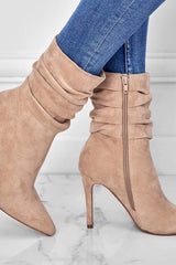 New Fashion Spring Outfit Suede Pointed Toe Stiletto Mid-Calf Boots