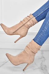 New Fashion Spring Outfit Suede Pointed Toe Stiletto Mid-Calf Boots