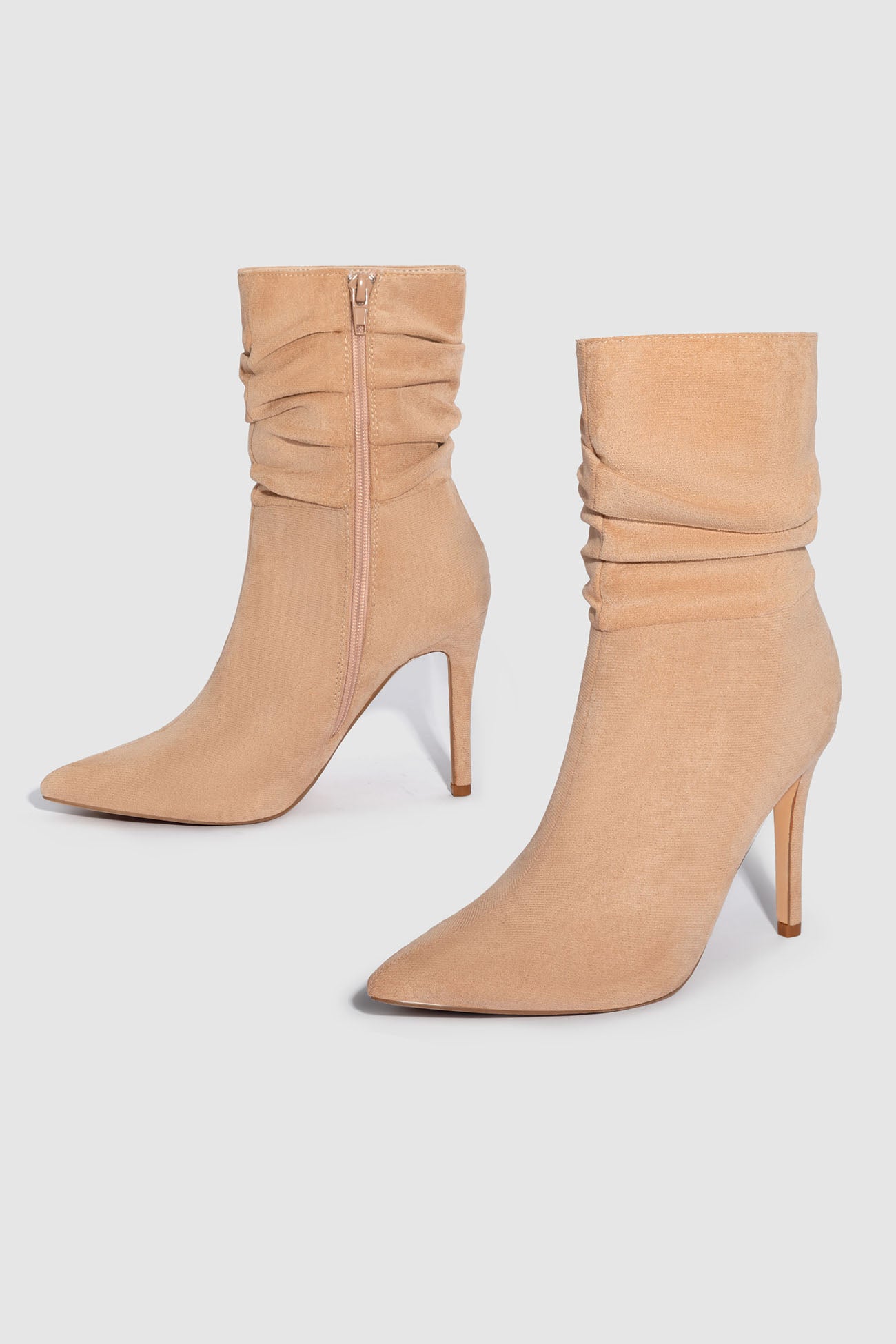 New Fashion Spring Outfit Suede Pointed Toe Stiletto Mid-Calf Boots