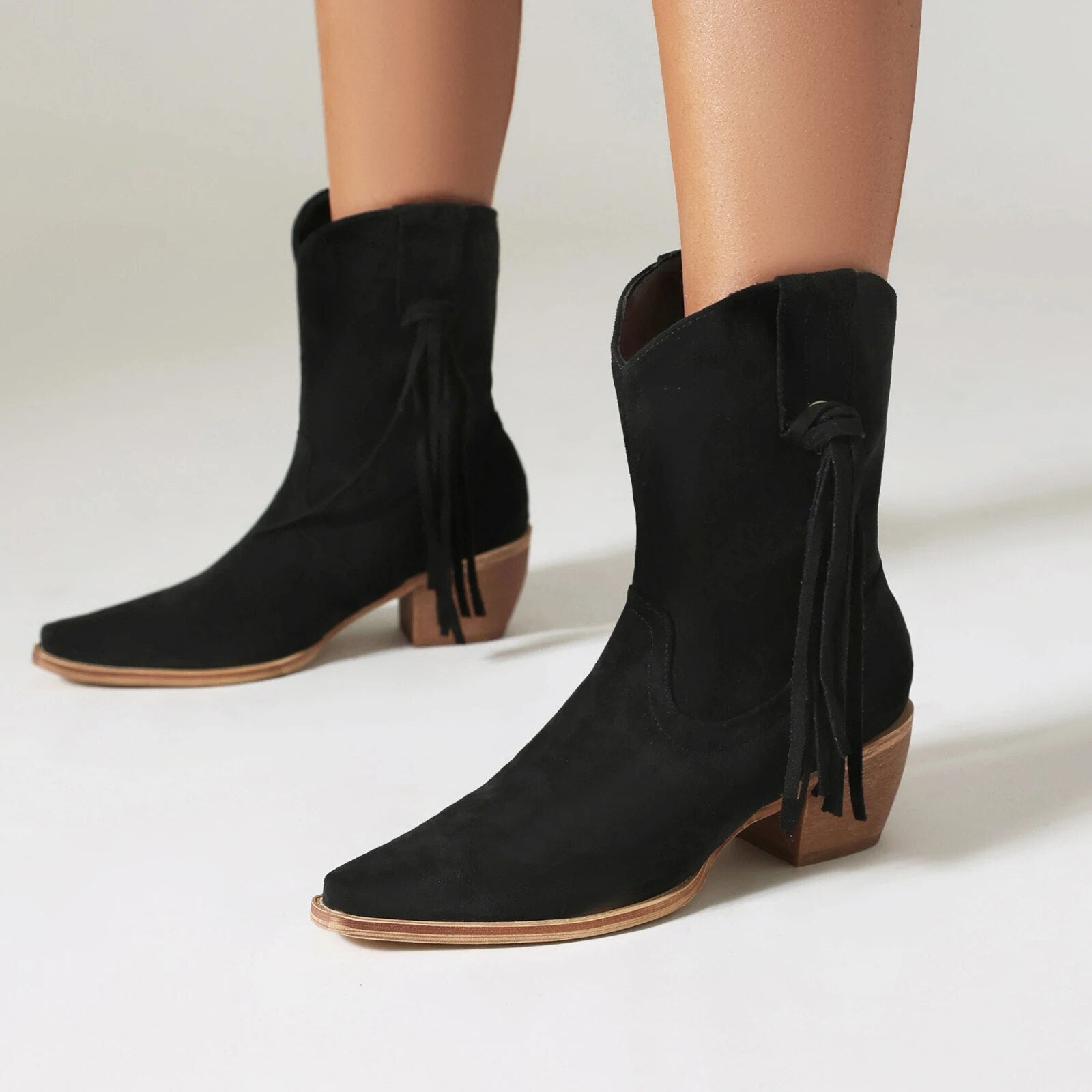 Aine Faux Cowhide Western Chelsea Boots