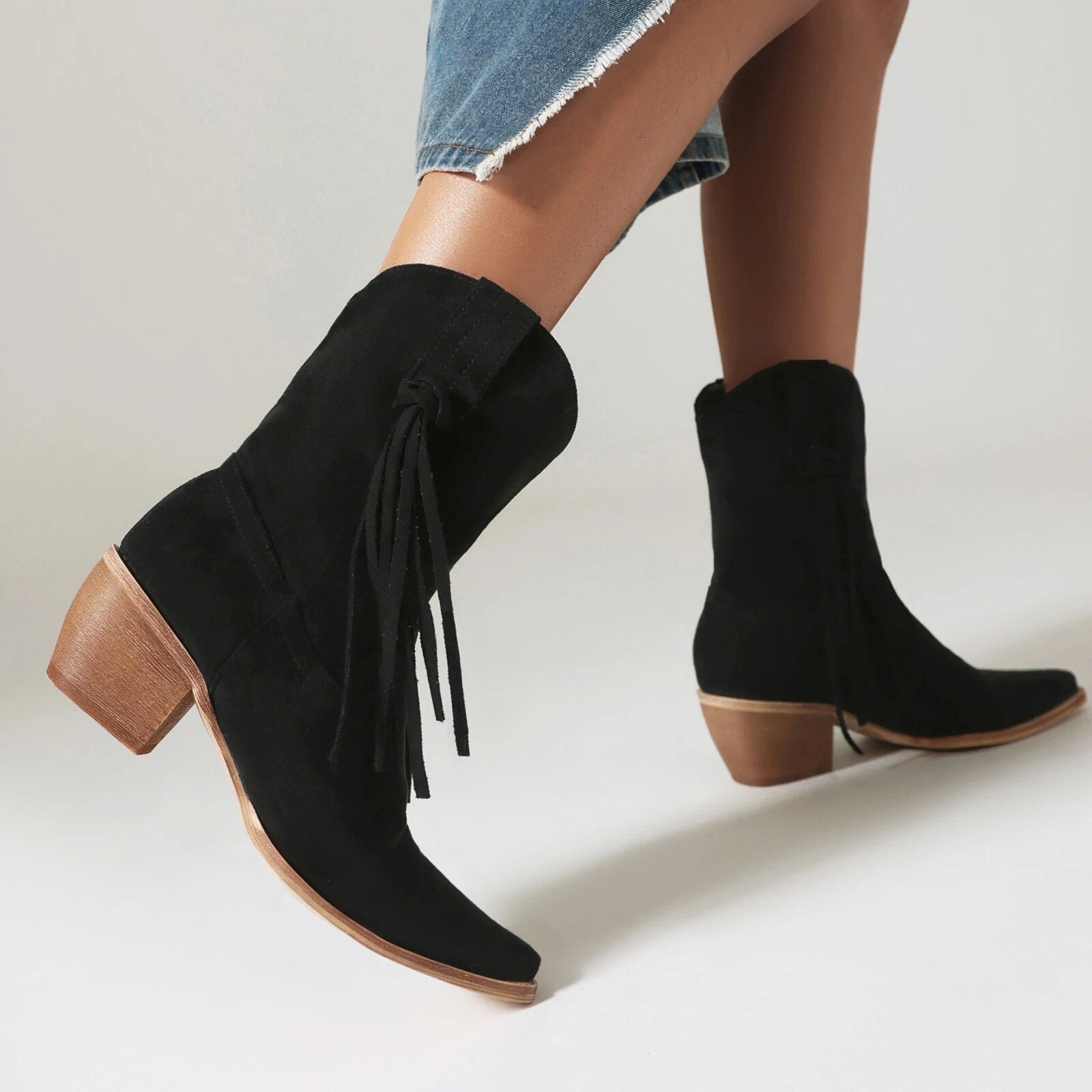 Aine Faux Cowhide Western Chelsea Boots