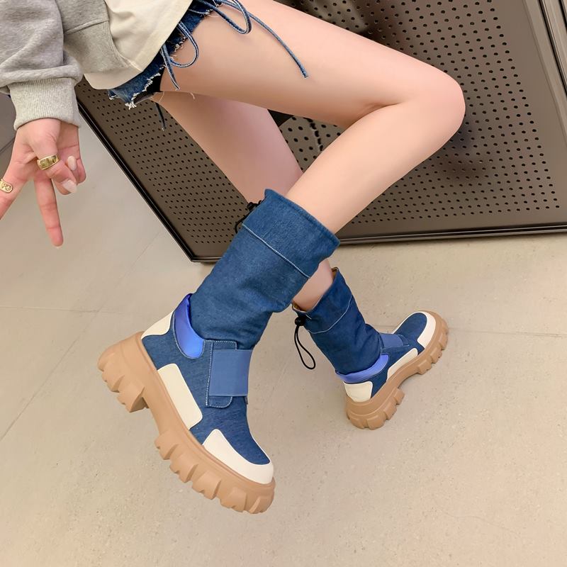 Aislinn Denim Platform Boots