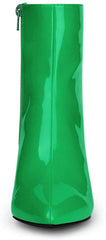 Walk Higher Green  Chunky Heel Pointed Toe Zipper Ankle Boots