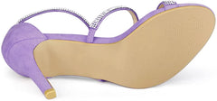 Strappy Rhinestone Purple High Heel Sandals
