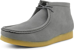 Men's White Lace Up High Top Suede Boots