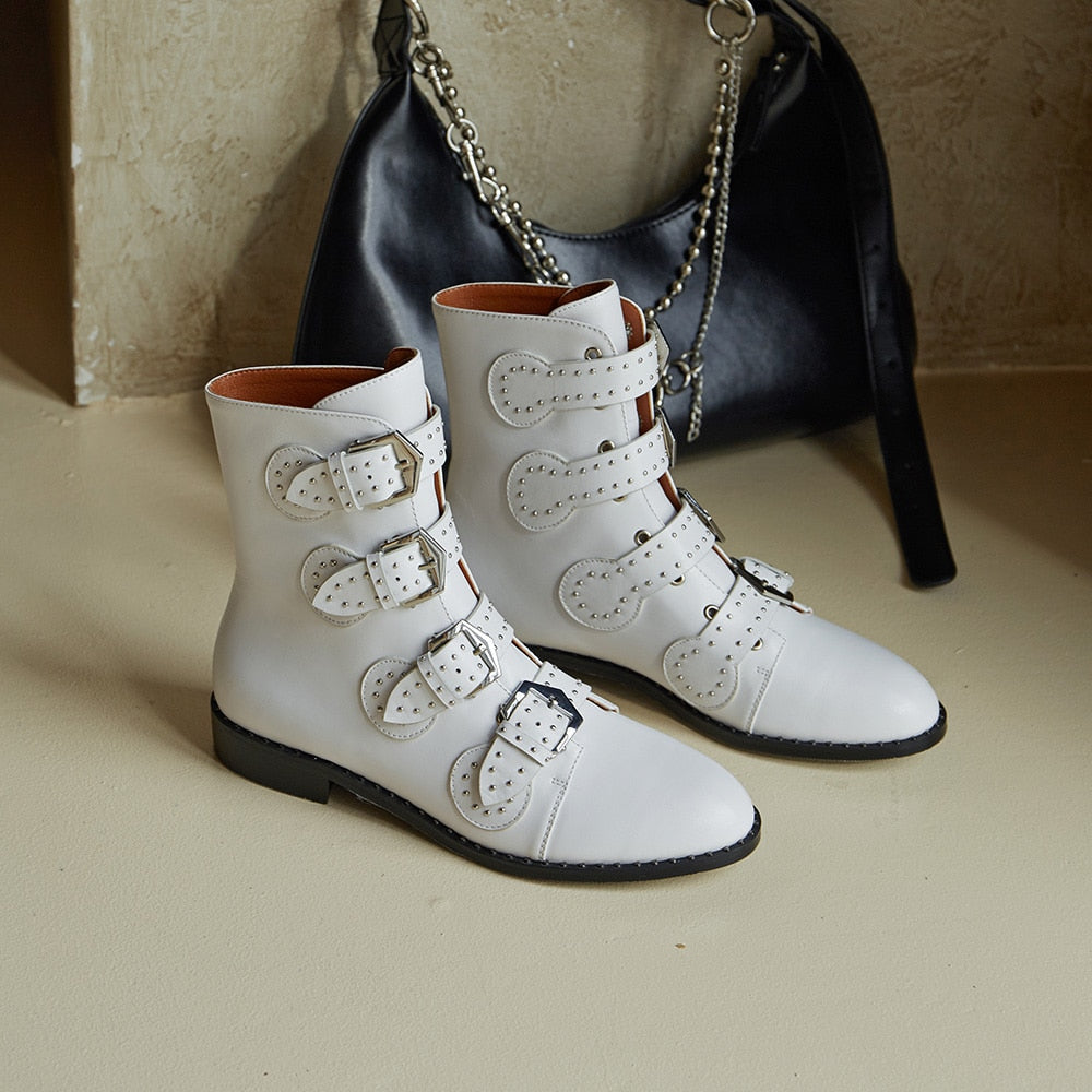 Becca Studs & Belts Motorcycle Boots -  3 Colors