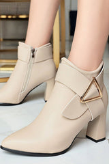 New Fashion Spring Outfit Solid Color Pointed Toe Buckle Ankle Boots