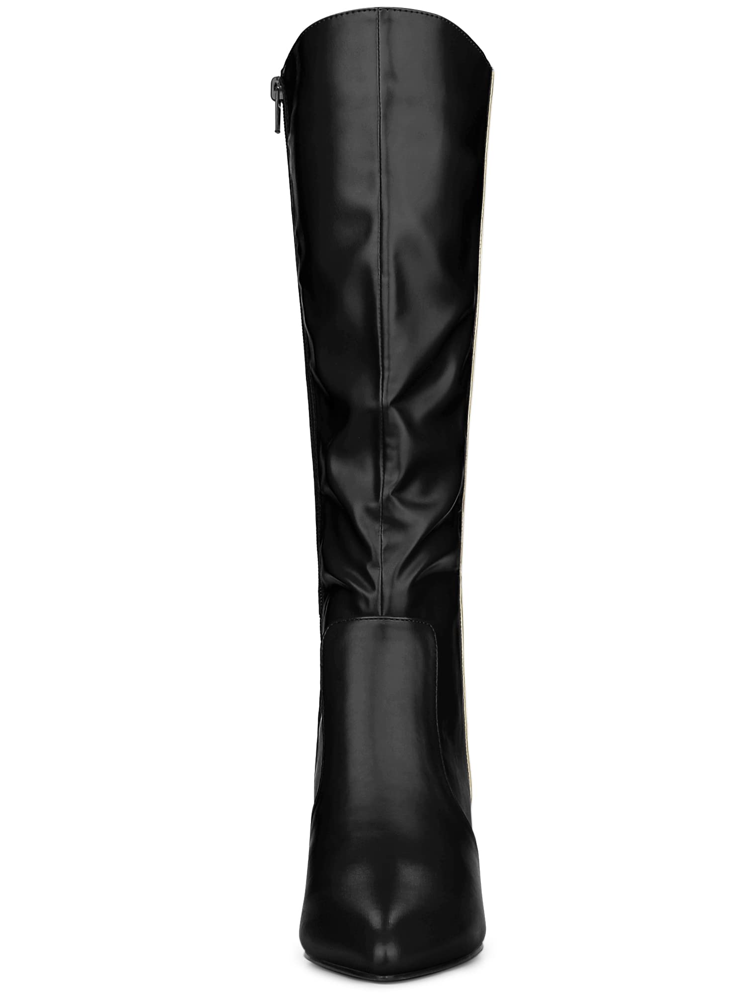 Black Sleek Gold Zipper Knee High Boots