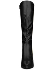 Black Sleek Gold Zipper Knee High Boots