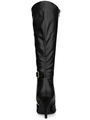 Black Sleek Gold Zipper Knee High Boots