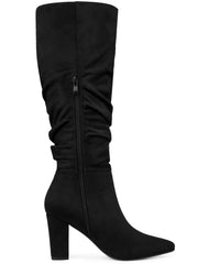 Black Slouchy Pointy Toe Knee High Boots