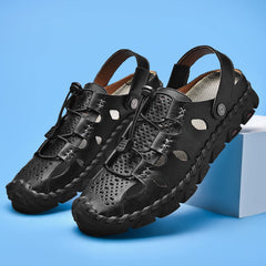 Men's Leather Sling Back Anti-Slip Outdoor Sandals