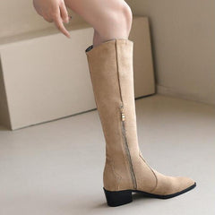 Block Heel Pointy Long Boots GS235