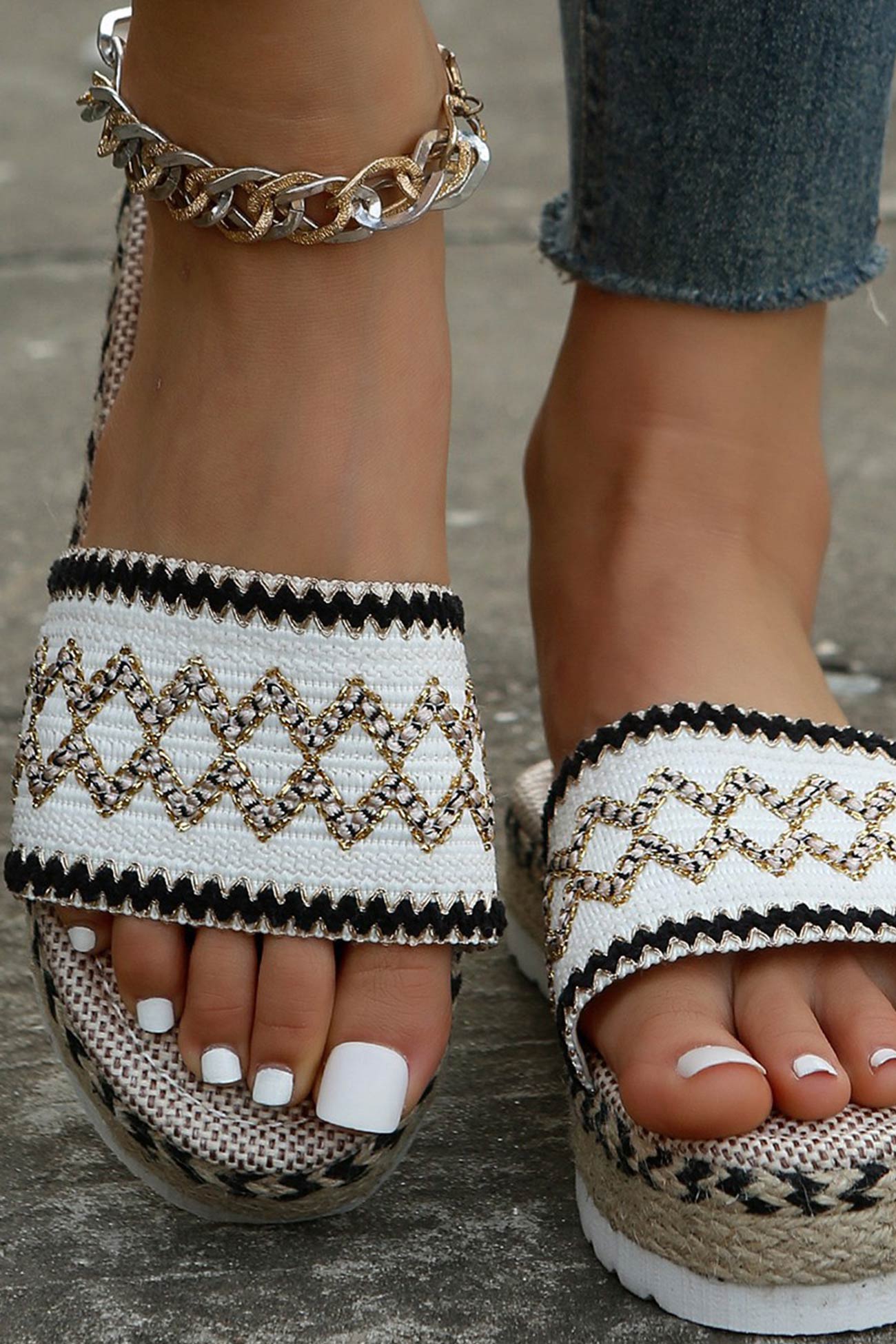New Fashion Spring Outfit Bohemian Linen Rope Platform Sandals