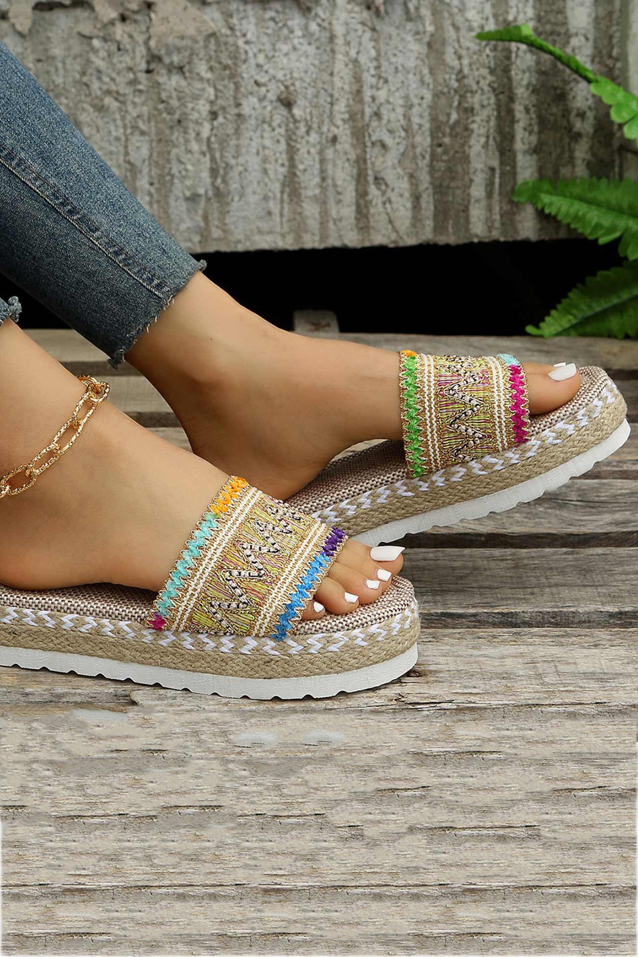 New Fashion Spring Outfit Bohemian Linen Rope Platform Sandals