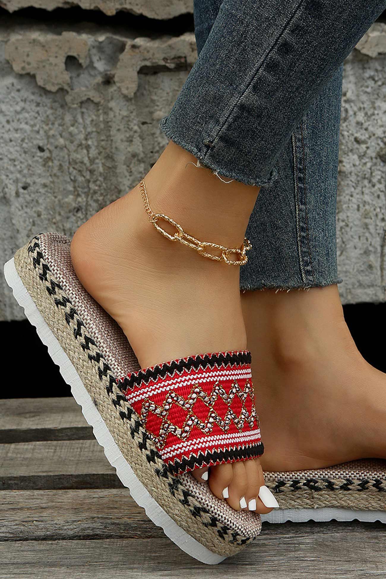 New Fashion Spring Outfit Bohemian Linen Rope Platform Sandals
