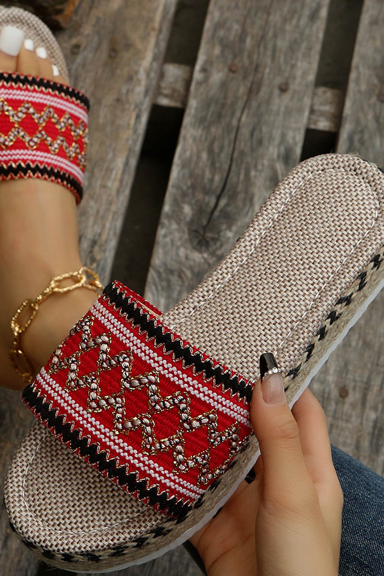 New Fashion Spring Outfit Bohemian Linen Rope Platform Sandals