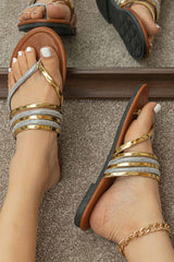 New Fashion Spring Outfit Boho Metallic Thong Sandals