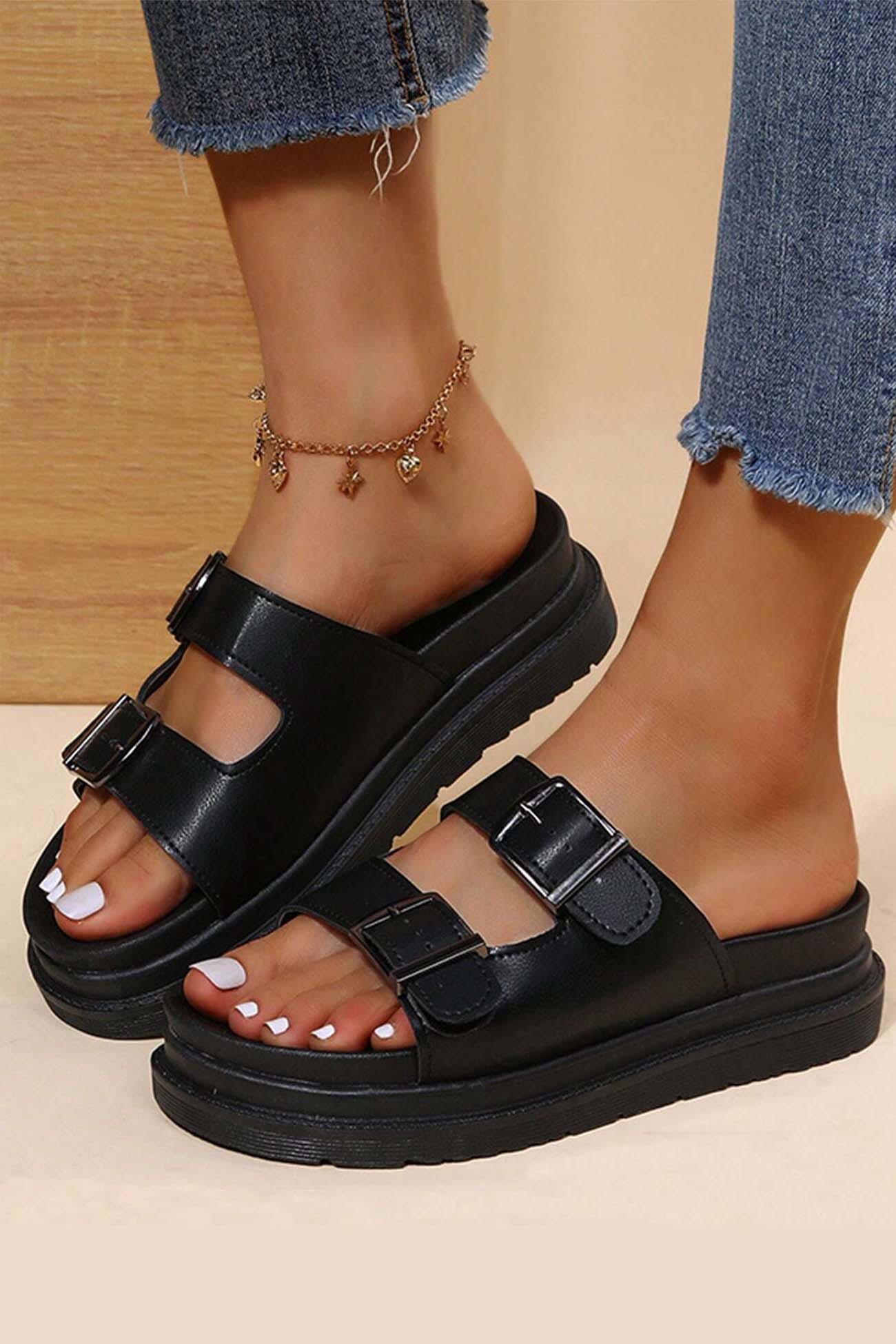 New Fashion Spring Outfit Buckle Platform Slide Sandals