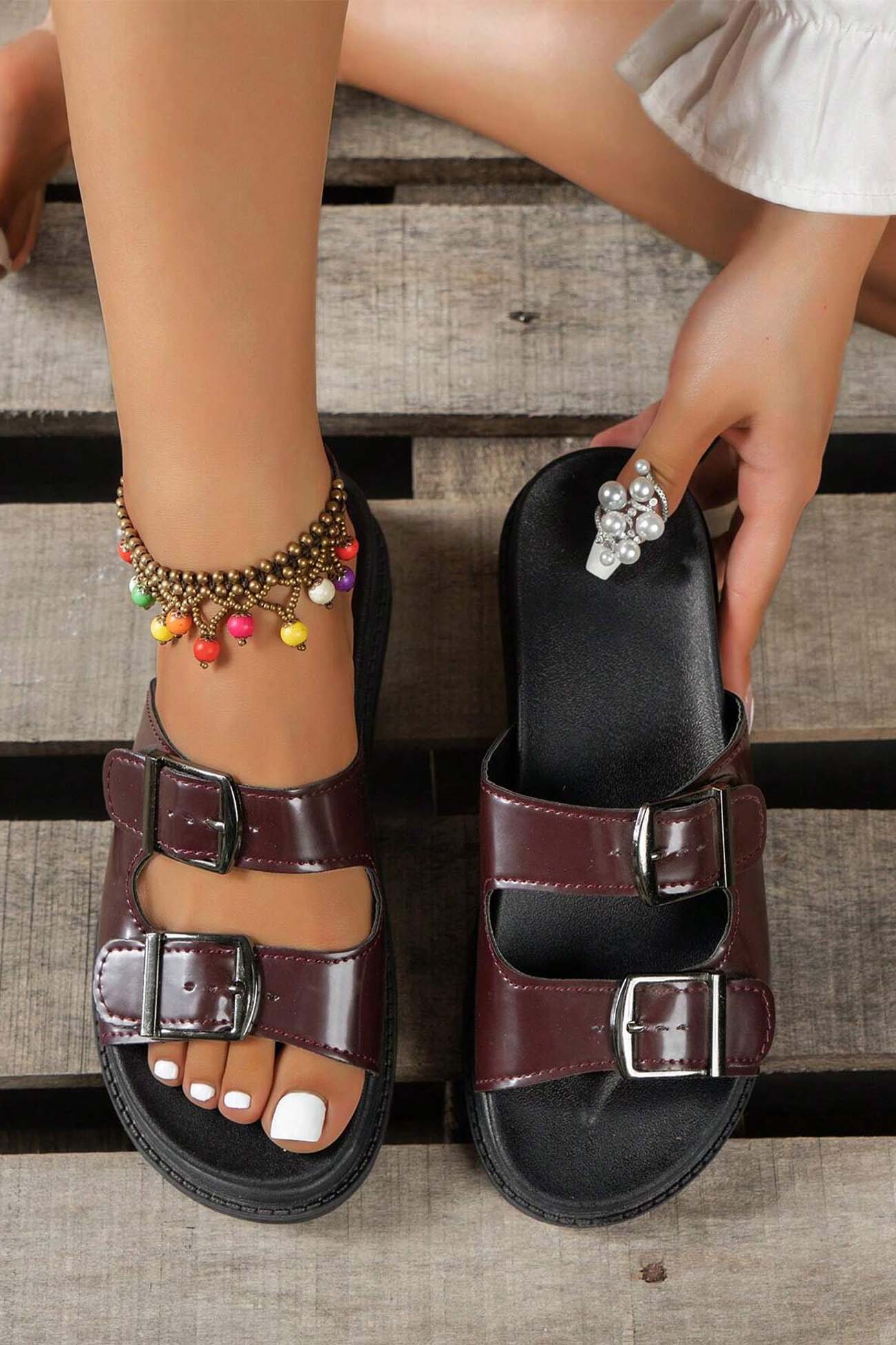 New Fashion Spring Outfit Buckle Platform Slide Sandals