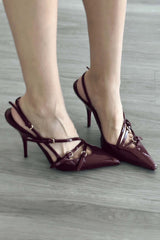 New Fashion Spring Outfit Buckle Pointed Toe Slingback High Heels