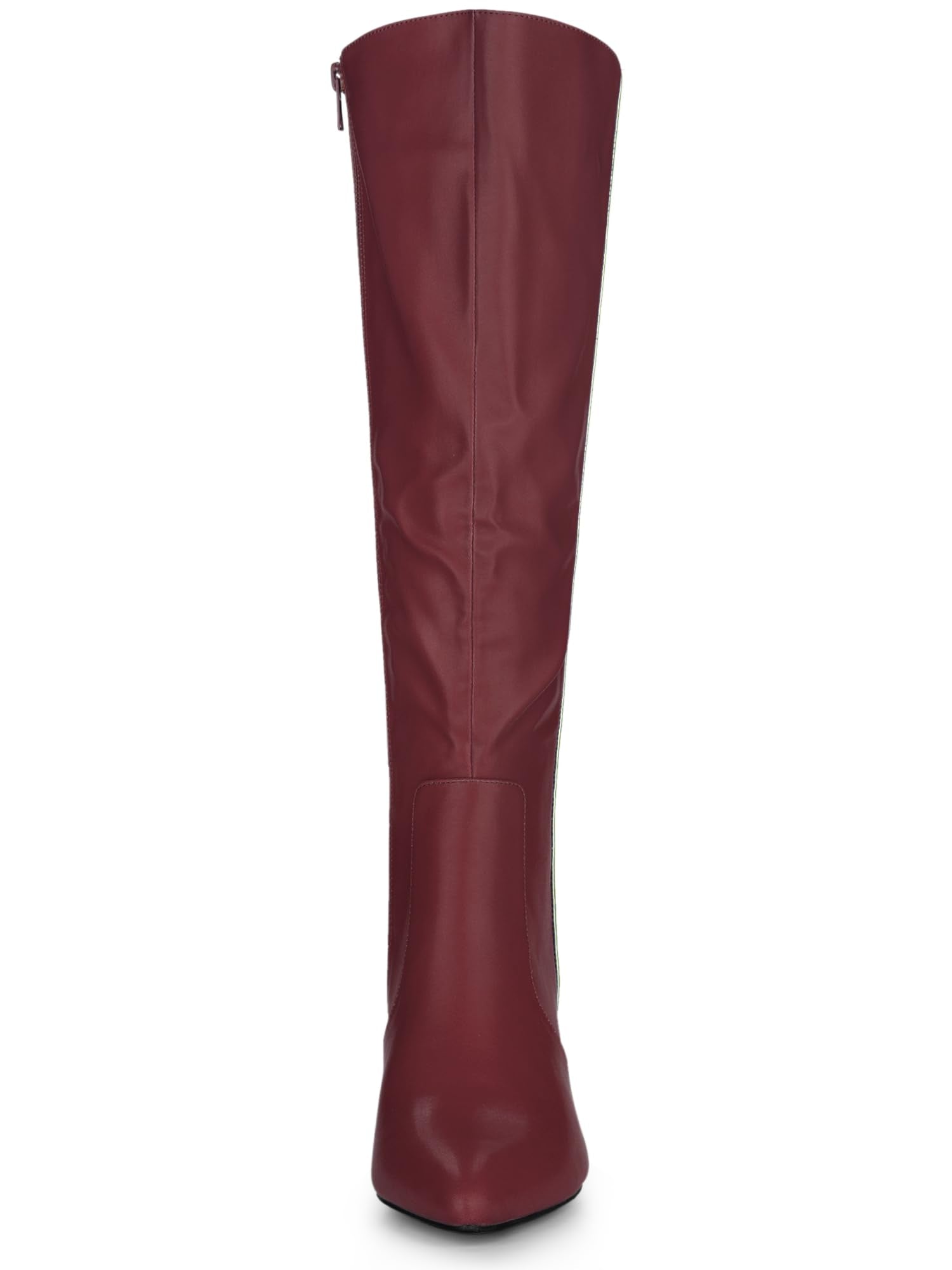 Burgundy Red Destiny Black Zipper Knee High Boots