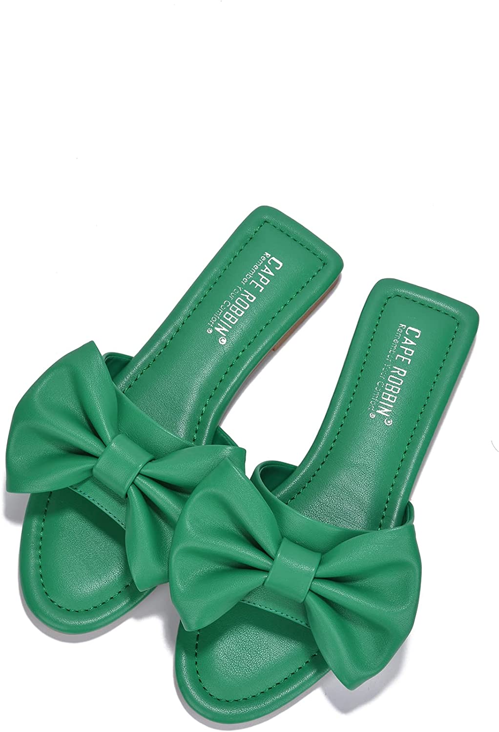 Black Vegan Leather Bow Knit Flat Sandals