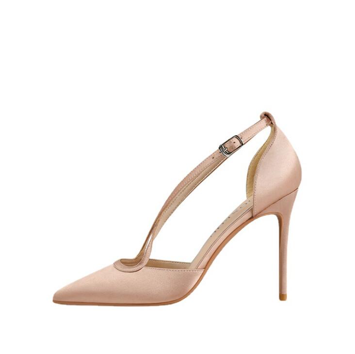 Cross Strap Silk Satin Heels For Petite Feet ES55