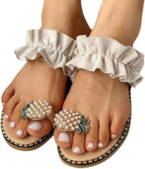 Pineapple Beige Ruffled Summer Sandals