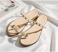 Pineapple Pearl Beaded Summer Sandals