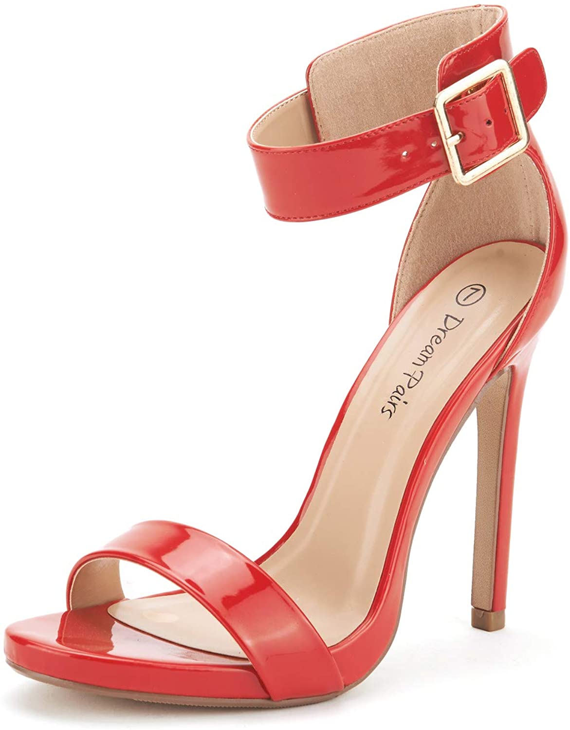 Nude Ankle Strap Pumps Heel Sandals