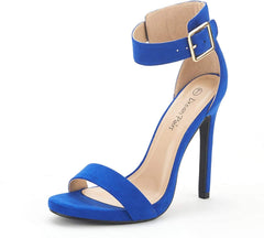 Royal Blue Ankle Strap Pumps Heel Sandals